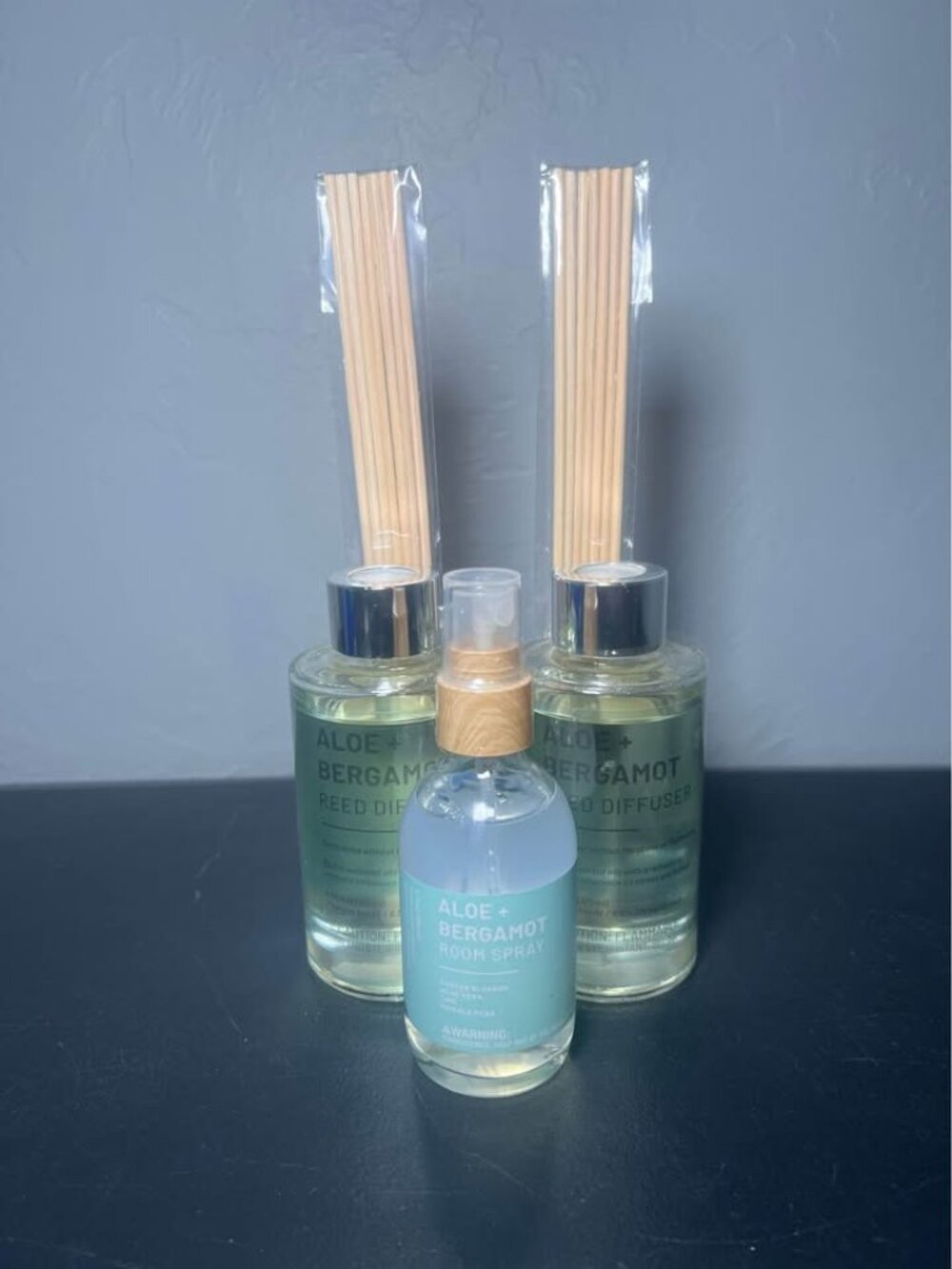 Brand New Aloe+Bergamot Room Spray & 2 Reed Diffusers.